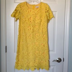 Calvin Klein Yellow Lace Shift Dress-Size 6